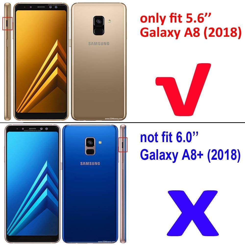 Shockproof Rugged Case for Samsung Galaxy A8 (2018) - Dual Layer Hard Bumper with Metal Ring Grip & Kickstand | Compatible with Magnetic Car Mount | Perfect for Outdoor Activities, Work & Travel (Red)