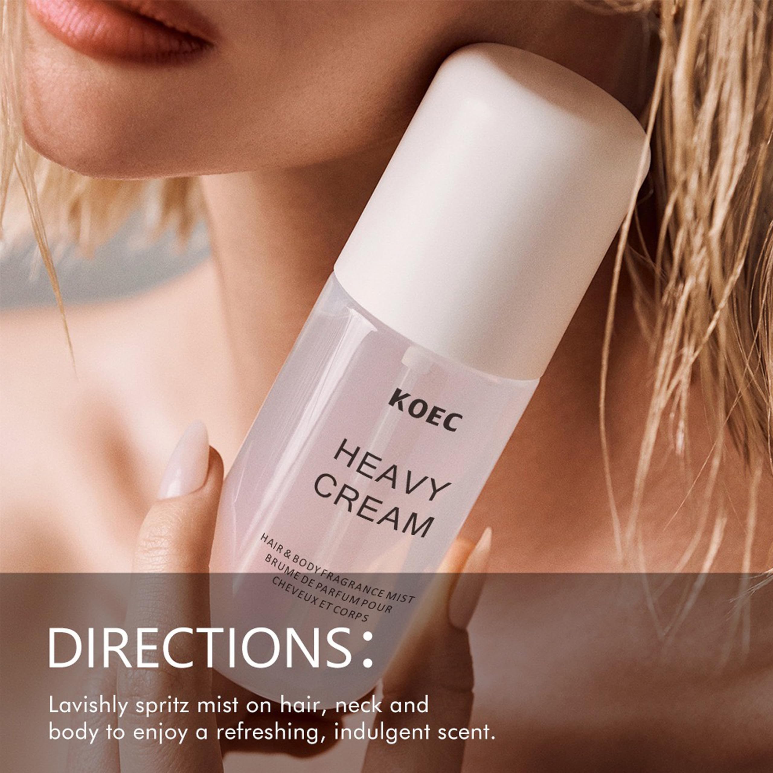 KOEC Long-Lasting Vanilla Coconut Hair & Body Fragrance Mist - Rose & Lychee Scented Perfume Spray for Women & Men | Perfect for Daily Use, Date Nights & Travel