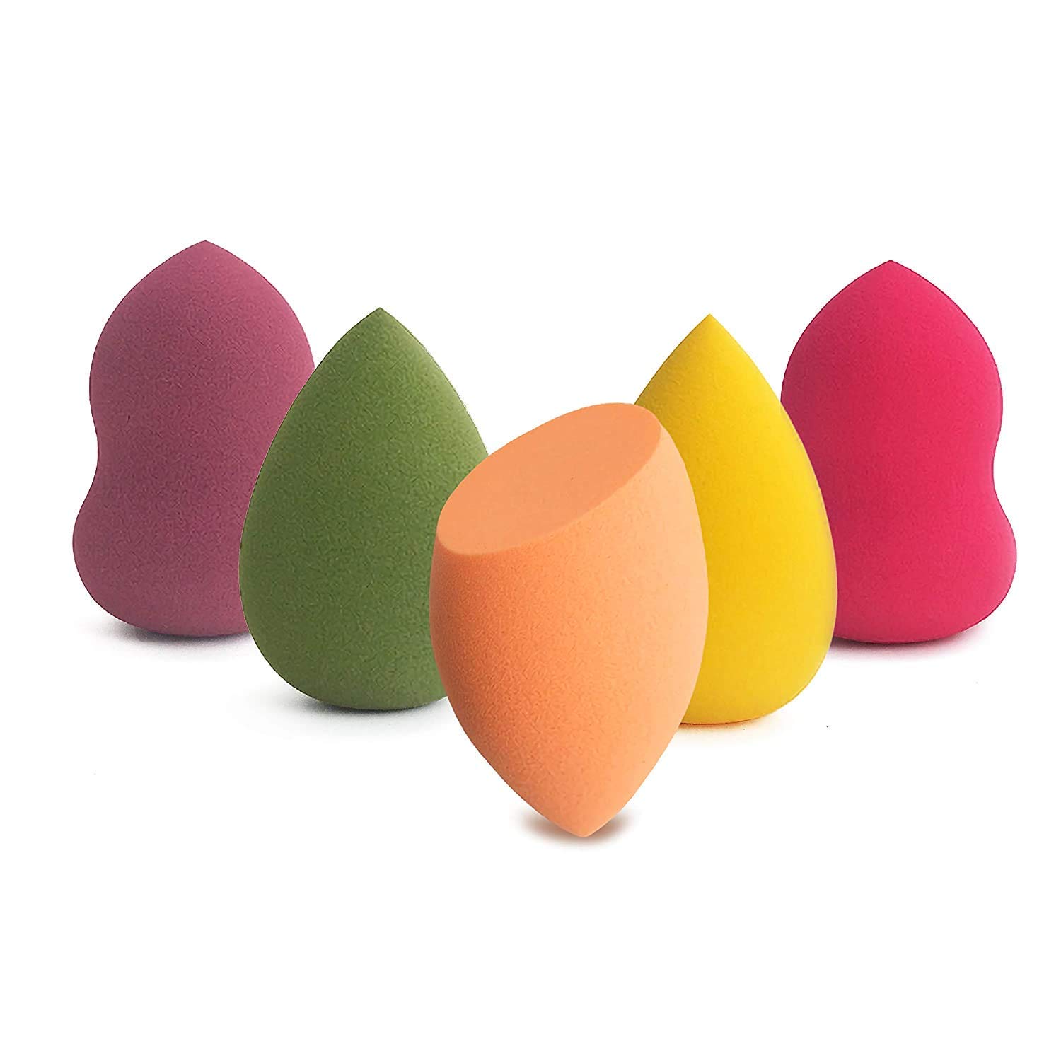 Fennec Mart 5-Piece Makeup Sponge Set - 3 Shape Beauty Blender for Liquid, Powder & BB Cream | Soft Cosmetic Egg Puffs (Multicolor) | Perfect for Foundation, Concealer & Contouring Application