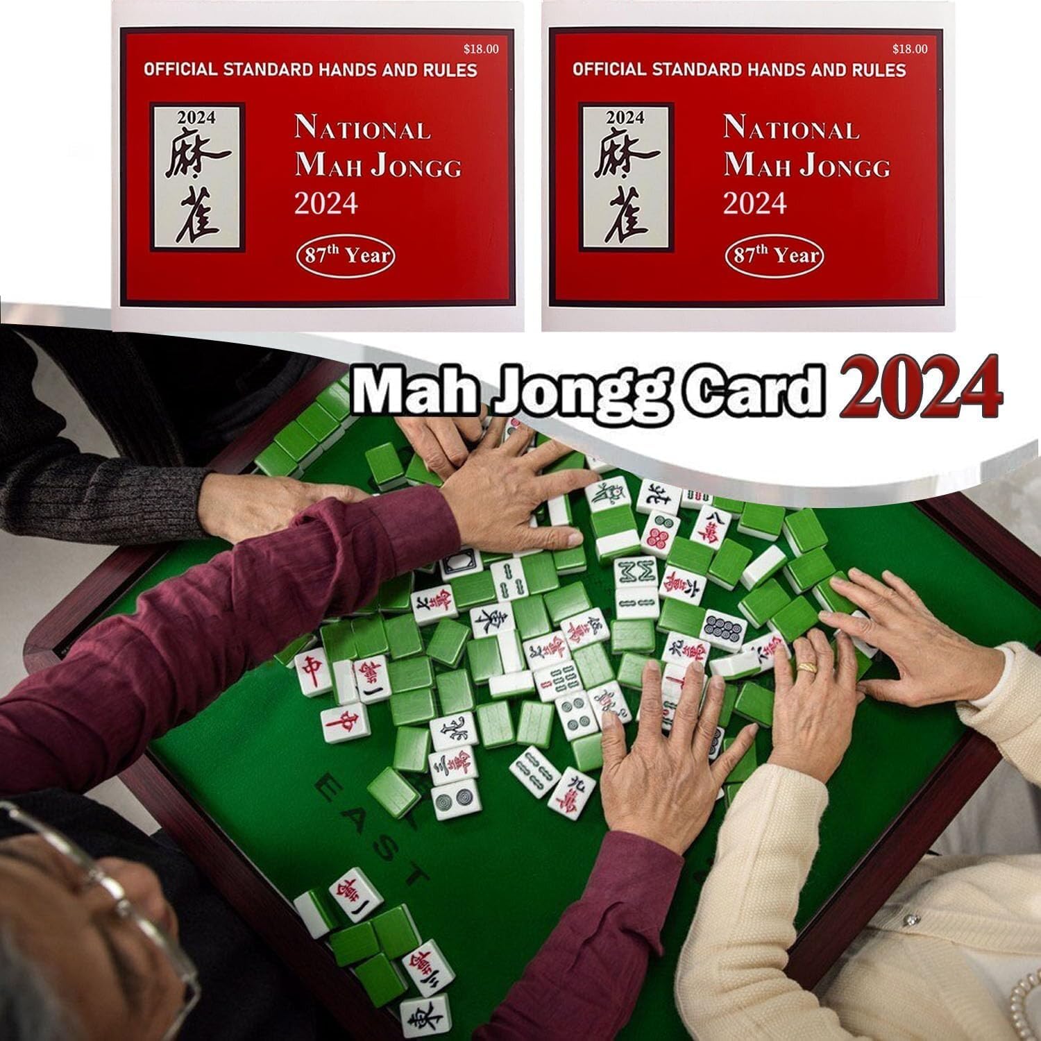 2024 Premium Large Mahjong Cards Set - Standard Hands & Rules with Scorecards (4-Pack) - Perfect for Family Game Nights, Tournaments, and Traditional Chinese Game Lovers