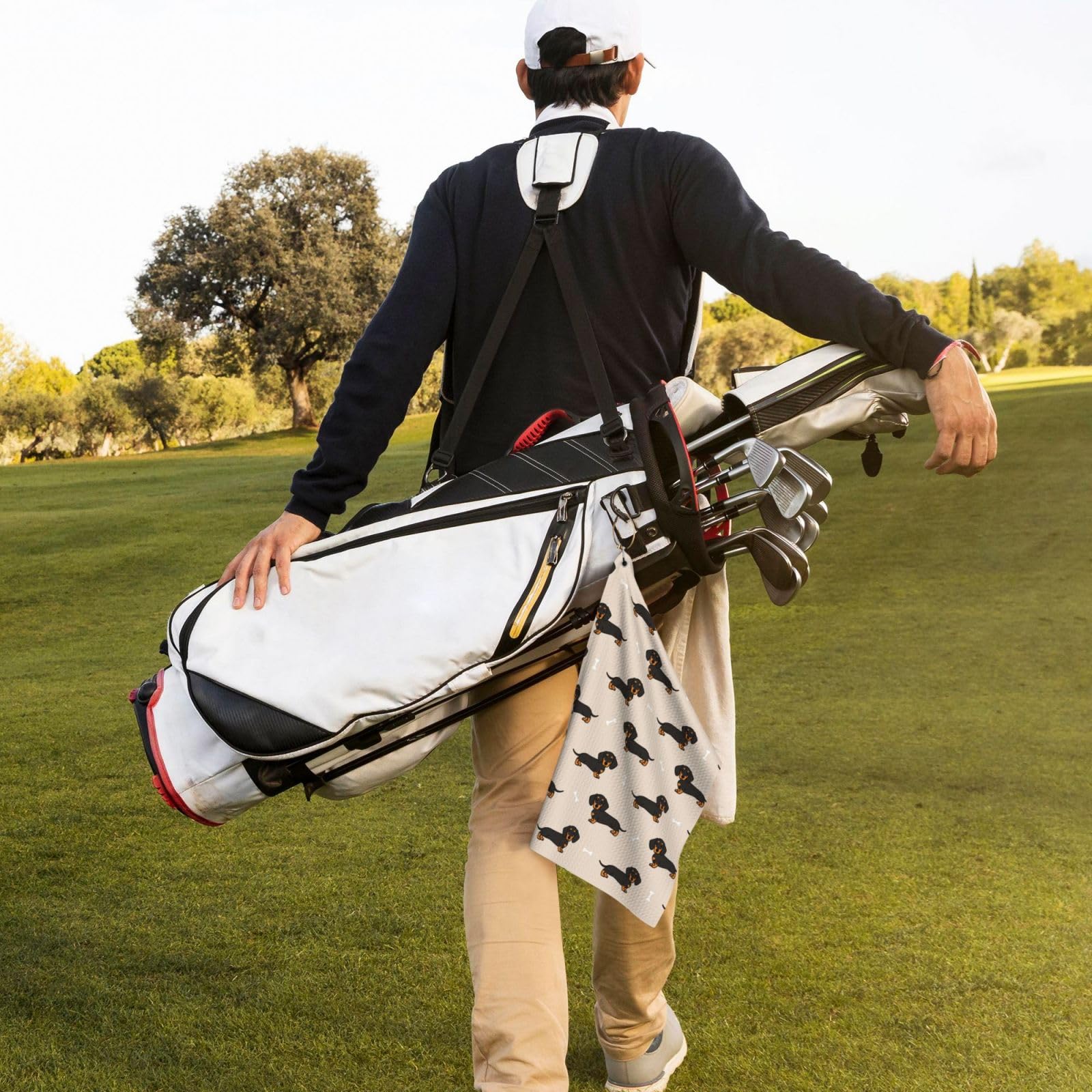 Dachshund Wiener Dog Golf Towel - Absorbent Microfiber Golf Accessory for Golf Bags, Carts & Belt Loops - Perfect for Pet Lovers & Golf Enthusiasts (Great for On-Course Use & Golf Tournaments)