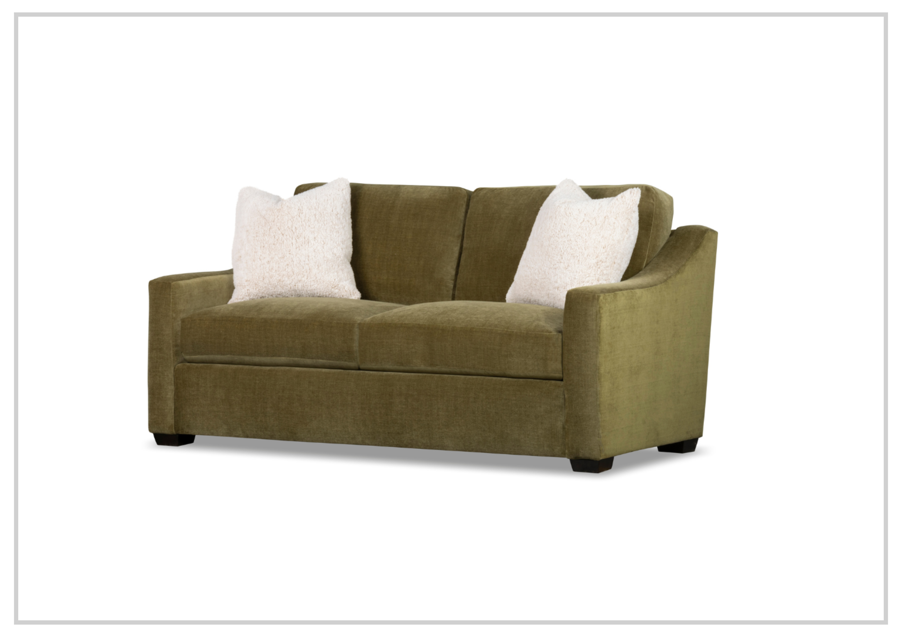 Klaussner Kavon Olive Green Fabric Sofa with Slope Arms - Modern Living Room Furniture for Comfortable Relaxation & Home Decor