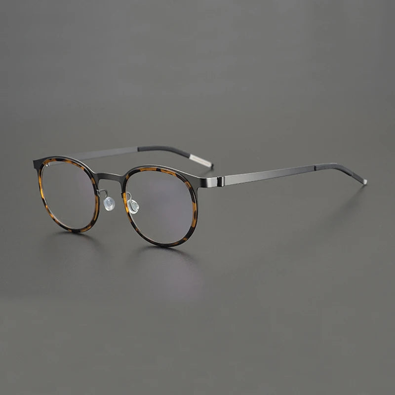 Black Acetate & Titanium Round Eyeglasses for Women - Lightweight Full Rim Glasses - Perfect for Reading, Work & Fashion Accessories