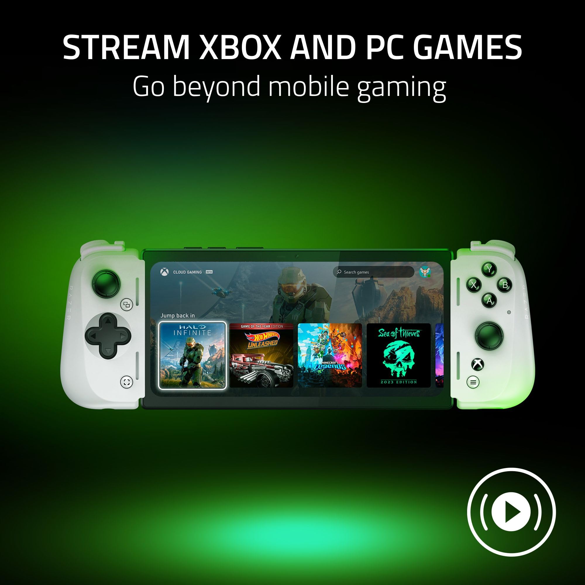 Razer Kishi V2 Pro Mobile Game Controller for Android - Xbox Edition with HyperSense Haptics | Universal Fit | Stream PC & Xbox Games | Play Touchscreen Games | Includes 1 Month Xbox Game Pass | White - Perfect for Mobile Gaming On-The-Go, Cloud Gaming & Console-Like Experience Anywhere