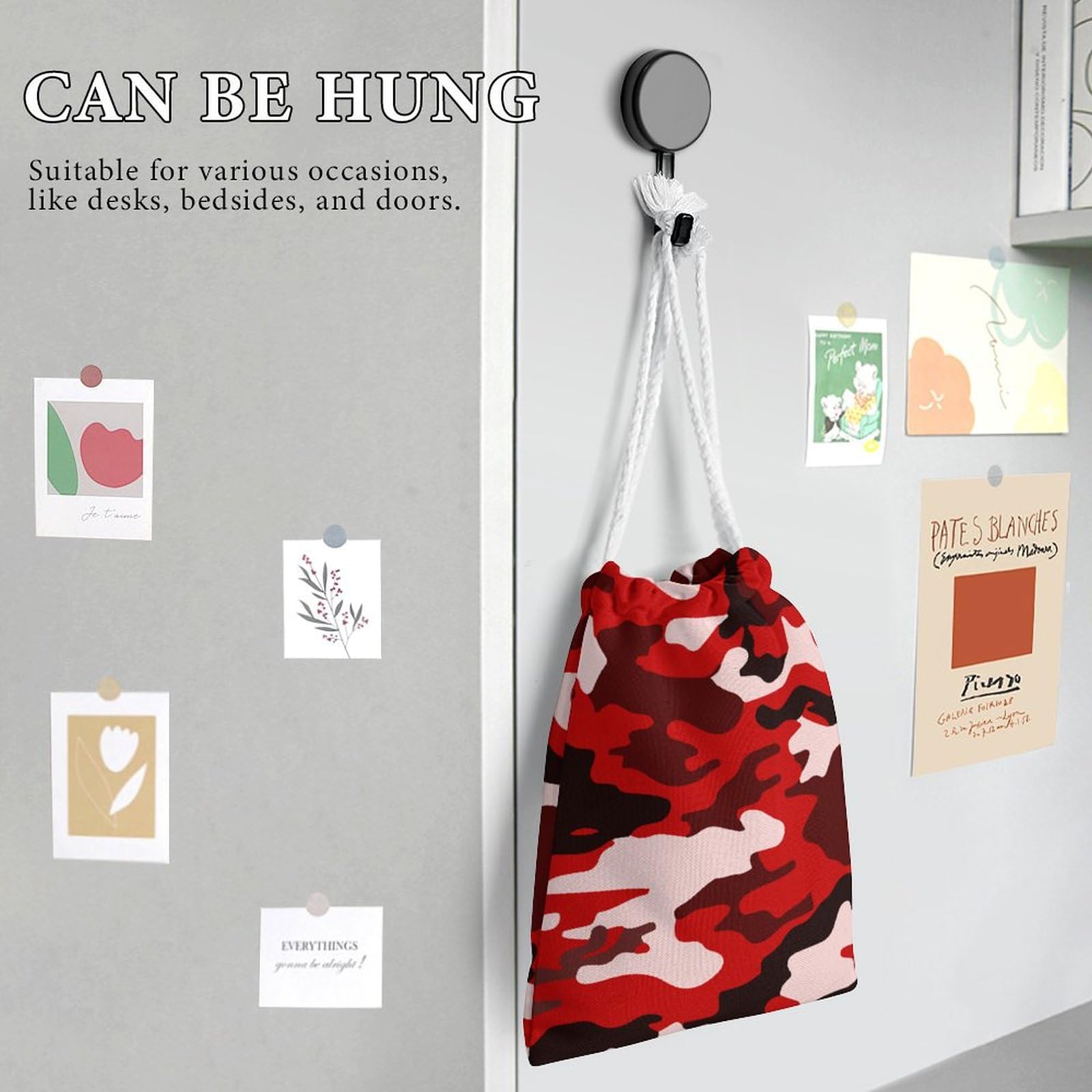 Red & Black Camouflage Cute Muslin Drawstring Bags - Small Reusable Gift Pouches for Jewelry, Party Favors & Storage | Eco-Friendly Canvas Gift Bags for Weddings, Birthdays & Holidays