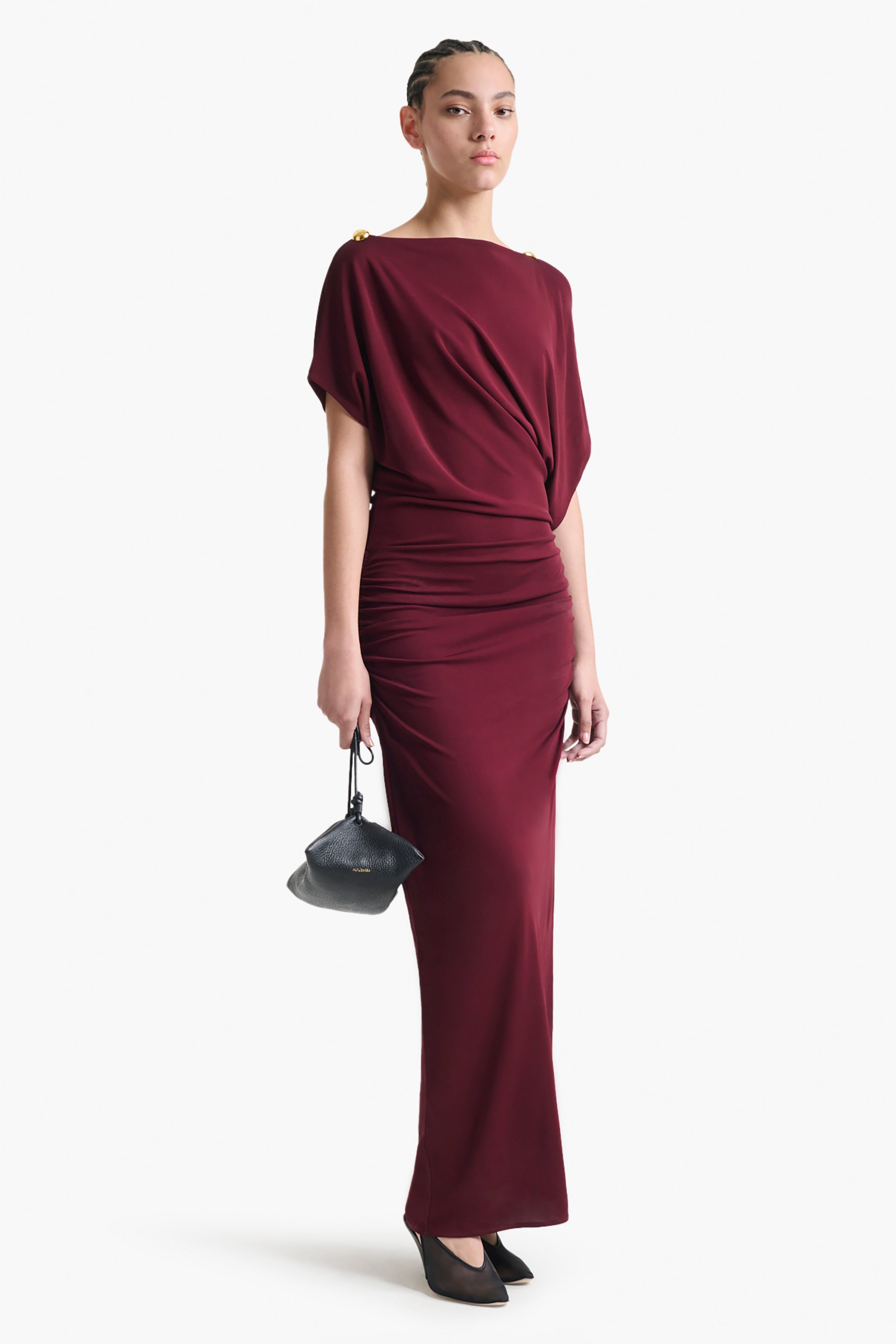 Brina Women's Elegant Grenache Red Dress - Perfect for Parties, Weddings & Special Occasions