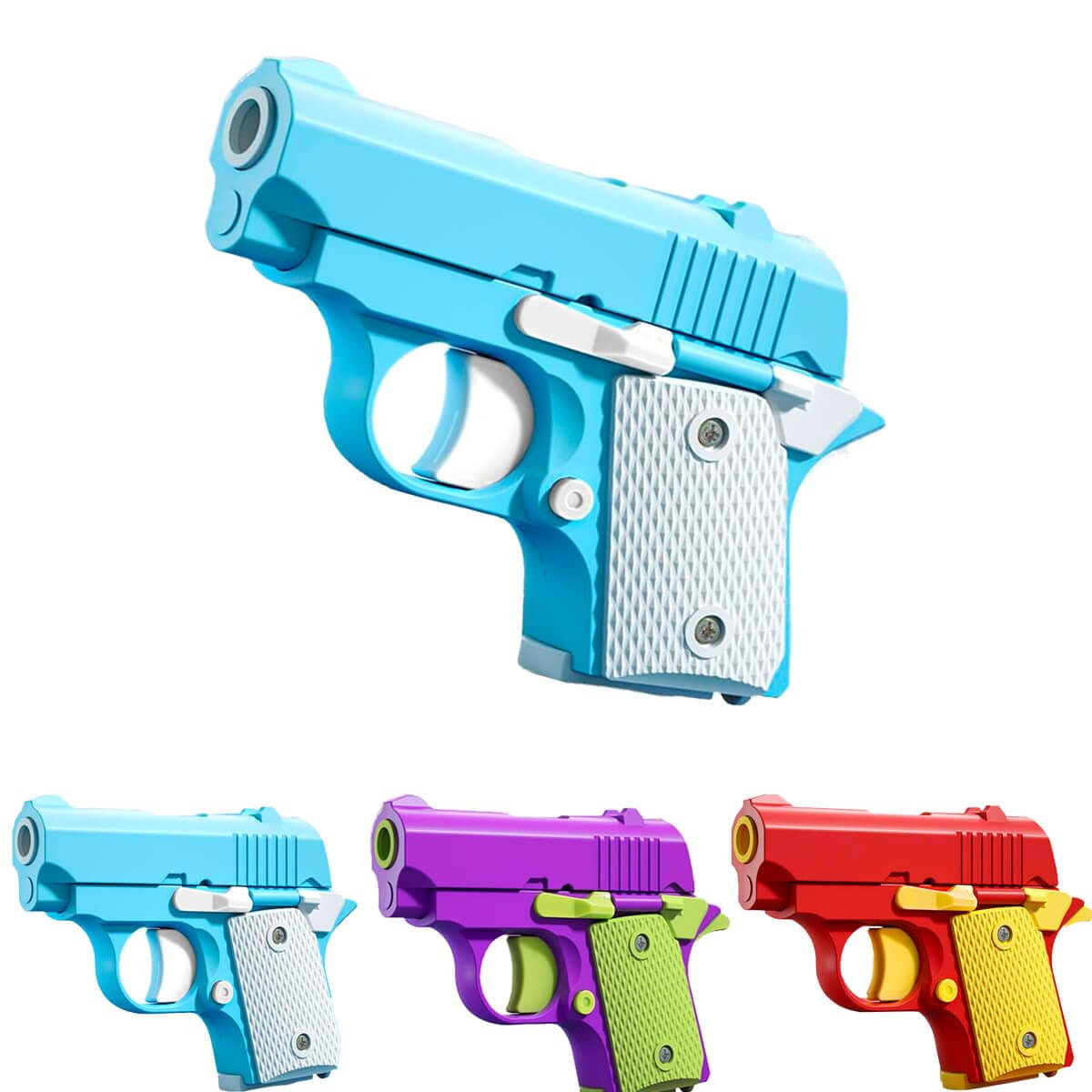 3D Gravity Mini 1911 Fidget Pistol Toy - Stress Relief Sensory Toys for Adults & Kids with ADHD/Anxiety - Blue & White - Perfect for Office, Classroom & Travel Stress Relief
