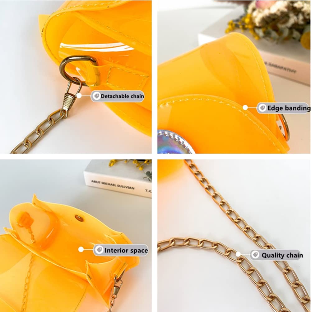 Kids Jelly Bag for Girls - Cute Crossbody Shoulder Purse for Women & Teens - Trendy Yellow Handbag for School, Shopping & Parties