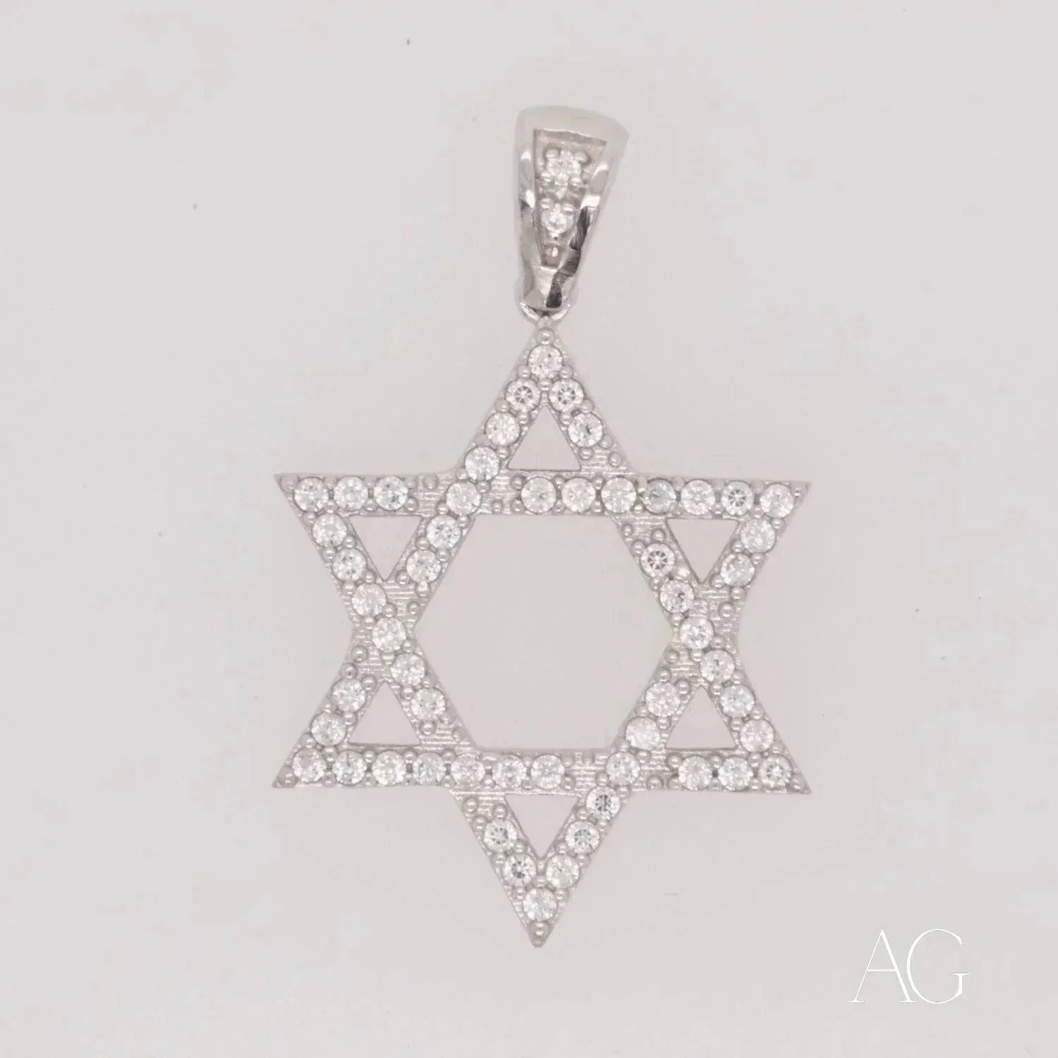 18K White Gold Star of David Pendant with Cubic Zirconia - Elegant Jewish Jewelry for Hanukkah, Bar Mitzvah & Special Occasions