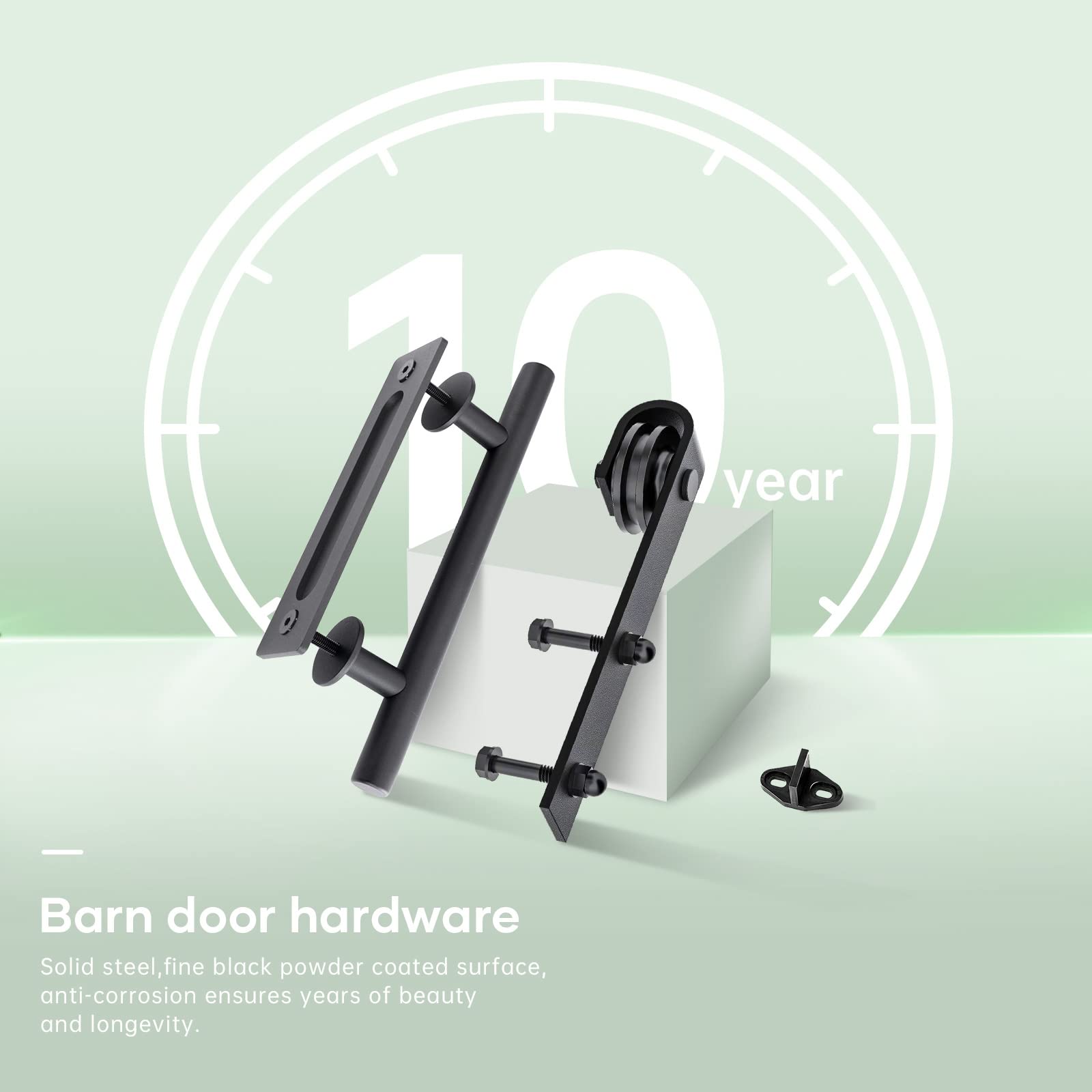 FREDBECK 36 x 84 Inch Frosted Glass Barn Door with Hardware Kit - 5-Panel Waterproof Sliding Door for Bedroom, Bathroom or Closet - Easy Assembly with Pre-Drilled Holes - Fits 33-34 Inch Openings
