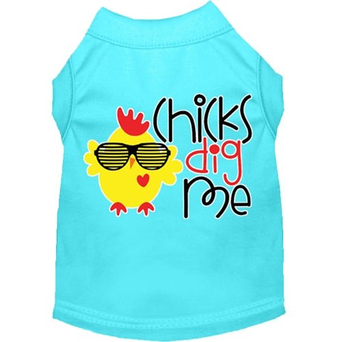 Chicks Dig Me Funny Dog T-Shirt - Soft Cotton Pet Apparel in Multiple Colors - Perfect for Dog Lovers & Pet Costume Parties