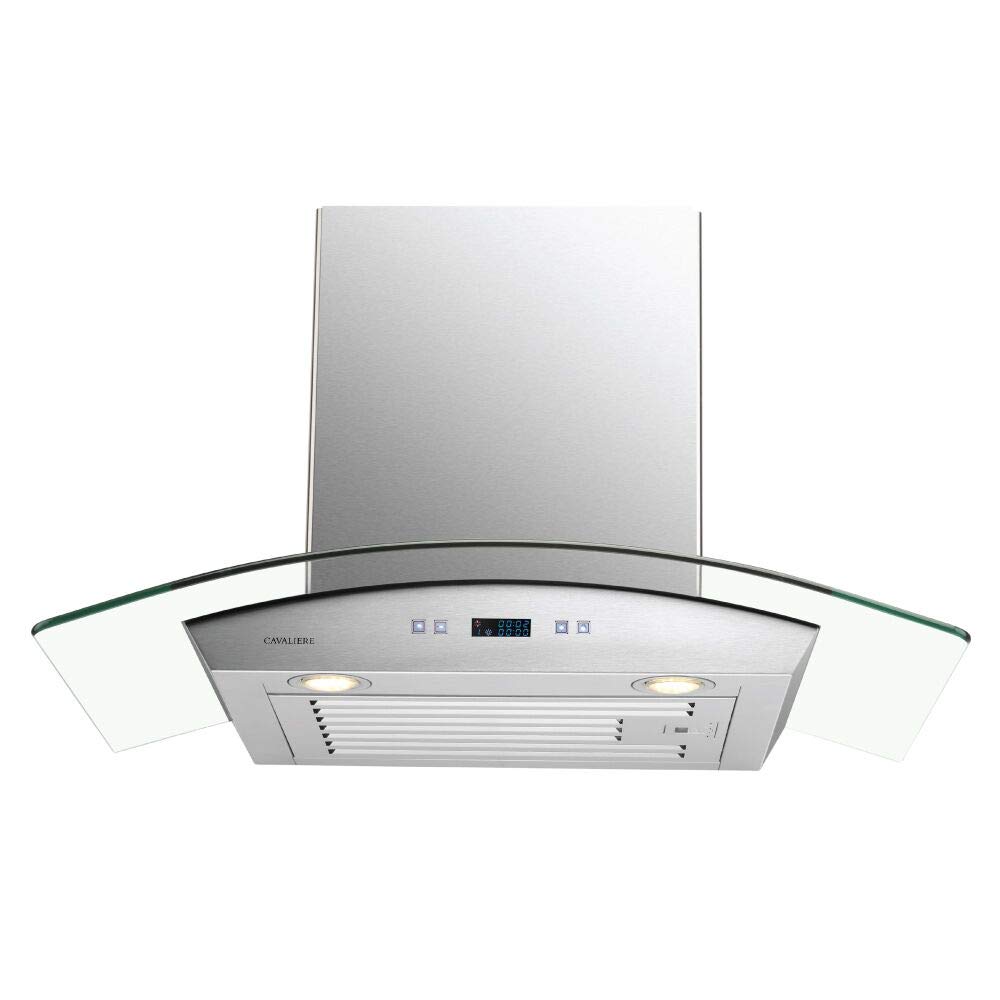 CAVALIERE 30 Inch Stainless Steel Wall Mount Range Hood - 324 CFM Powerful Kitchen Ventilation with Glass Canopy - Perfect for Modern Home Cooking & Grilling