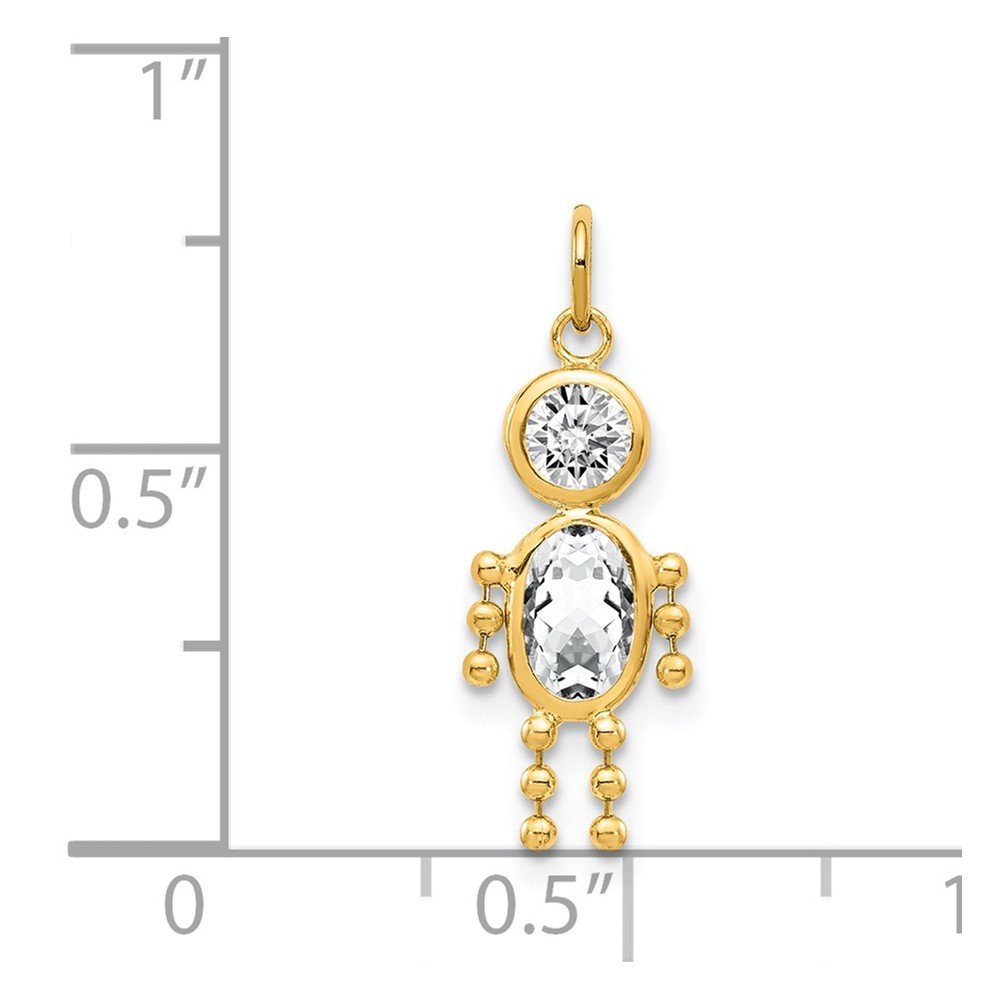 14K Yellow Gold January Birthstone Charm for Girls - Perfect Gift for Birthdays, Baby Showers & Special Occasions