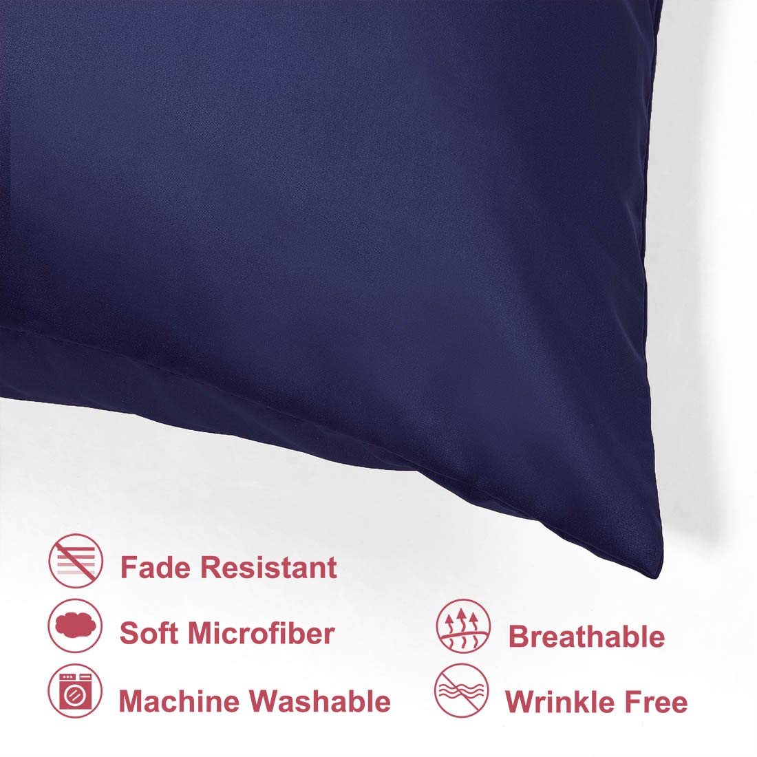 PiccoCasa Set of 4 Luxury Satin Pillowcases with Zipper - Super Soft & Silky Navy Blue Standard Size (21x27 inches) for Bedroom, Hotel, or Travel - Hypoallergenic & Wrinkle-Resistant Pillow Covers