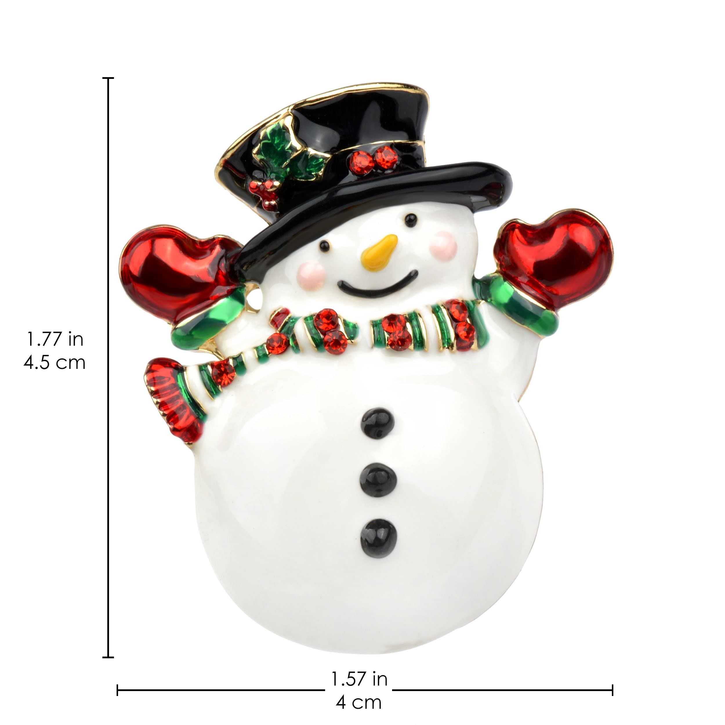 Elegant Christmas Snowman Brooch Pin for Women & Girls - Crystal Rhinestone Pearl Enamel Holiday Jewelry - Cute Fashion Accessory for Christmas Party, Gift Exchange & Winter Outfits
