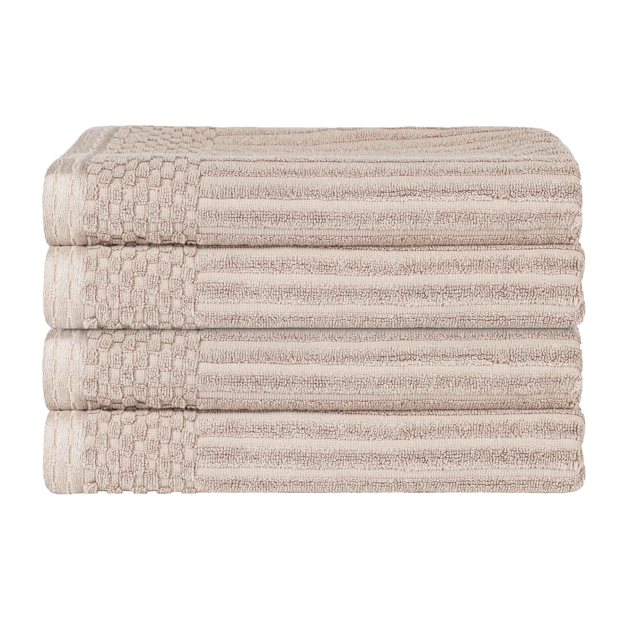 Premium Soho Ribbed Textured Cotton Bath Towels - Ultra Absorbent, Soft & Quick-Drying - Set of 4 (White) - Luxury Spa, Bathroom & Beach Essentials for Home & Travel