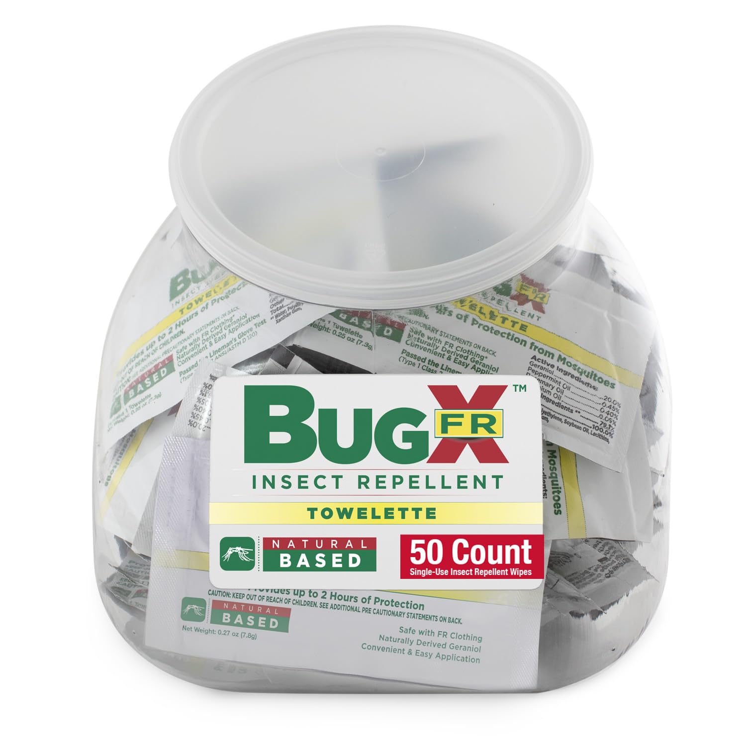 CoreTex Bug X FR DEET-Free Insect Repellent Wipes - 50 Count Natural Geranium Oil Bug Wipes for Mosquito, Fly, Flea & Tick Protection - Travel Size, Single-Use Pack - Ideal for Camping, Hiking, Travel & Outdoor Activities