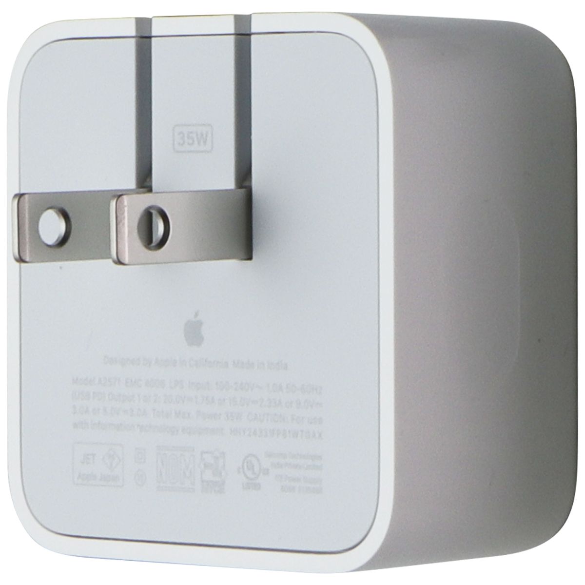 Apple 35W Dual USB-C Port Compact Power Adapter - Fast Charging for iPhone 14/13/12, iPad, AirPods - White (MNWM3AM/A) | Perfect for Travel, Office & Home Use