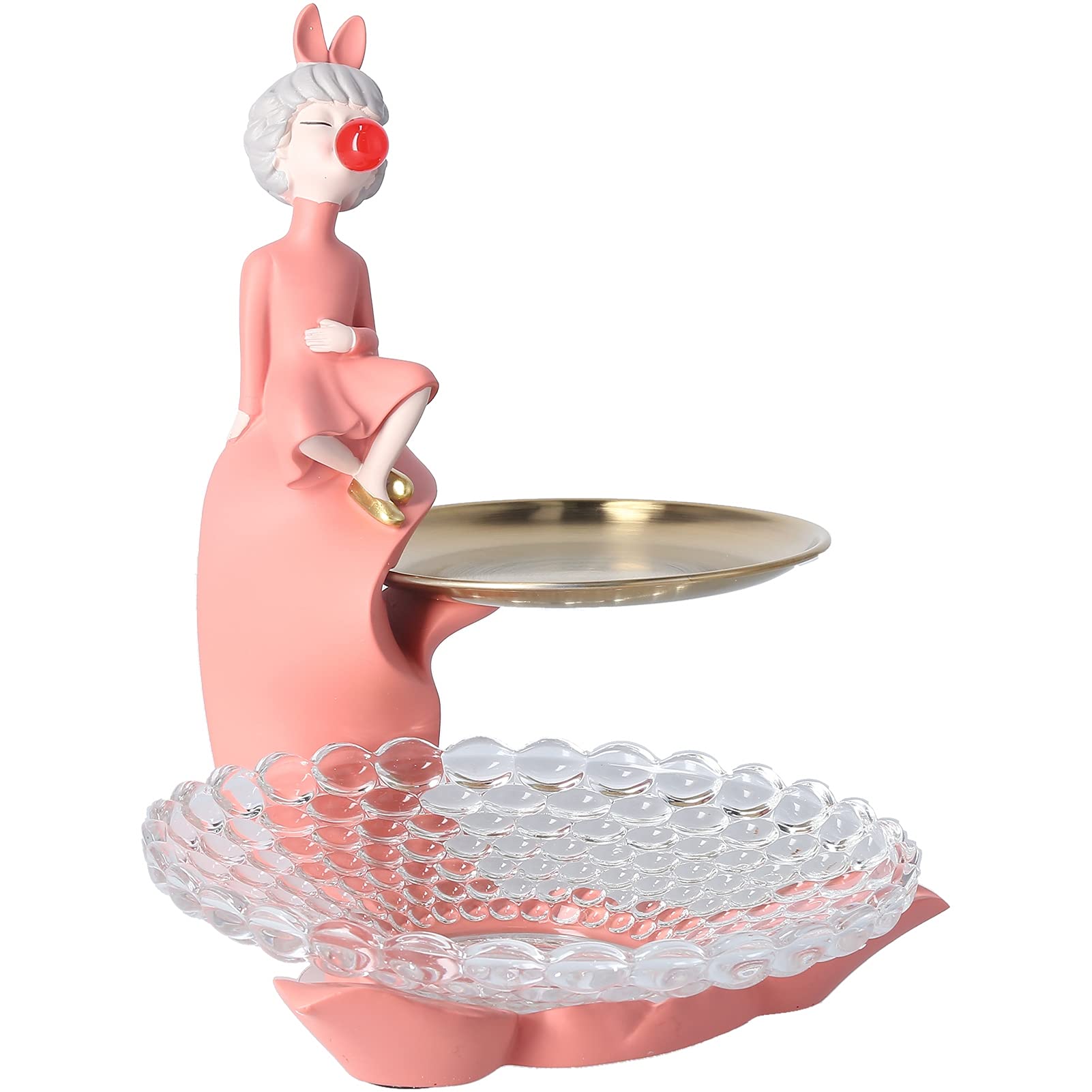 01 Girl Statue Storage Tray - Elegant Resin Organizer for Jewelry, Keys & Trinkets | Perfect for Bedroom, Living Room & Dining Table Decor | Home Office Desk Accessory & Gift Idea