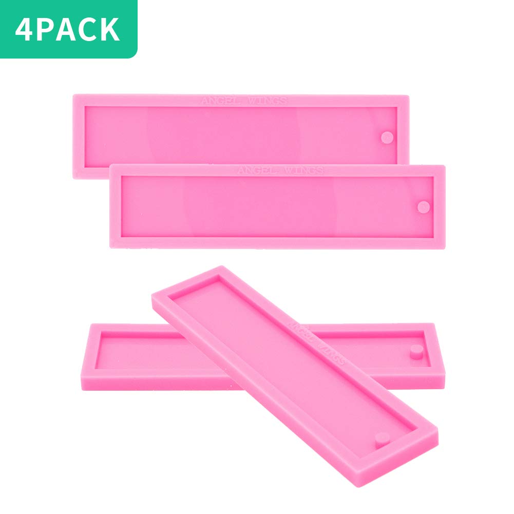 4 Pack Rectangle DIY Resin Keychain Silicone Molds - Epoxy Resin Casting Molds for Jewelry Making & Craft Projects - Perfect for DIY Keychains, Charms, and Handmade Gifts