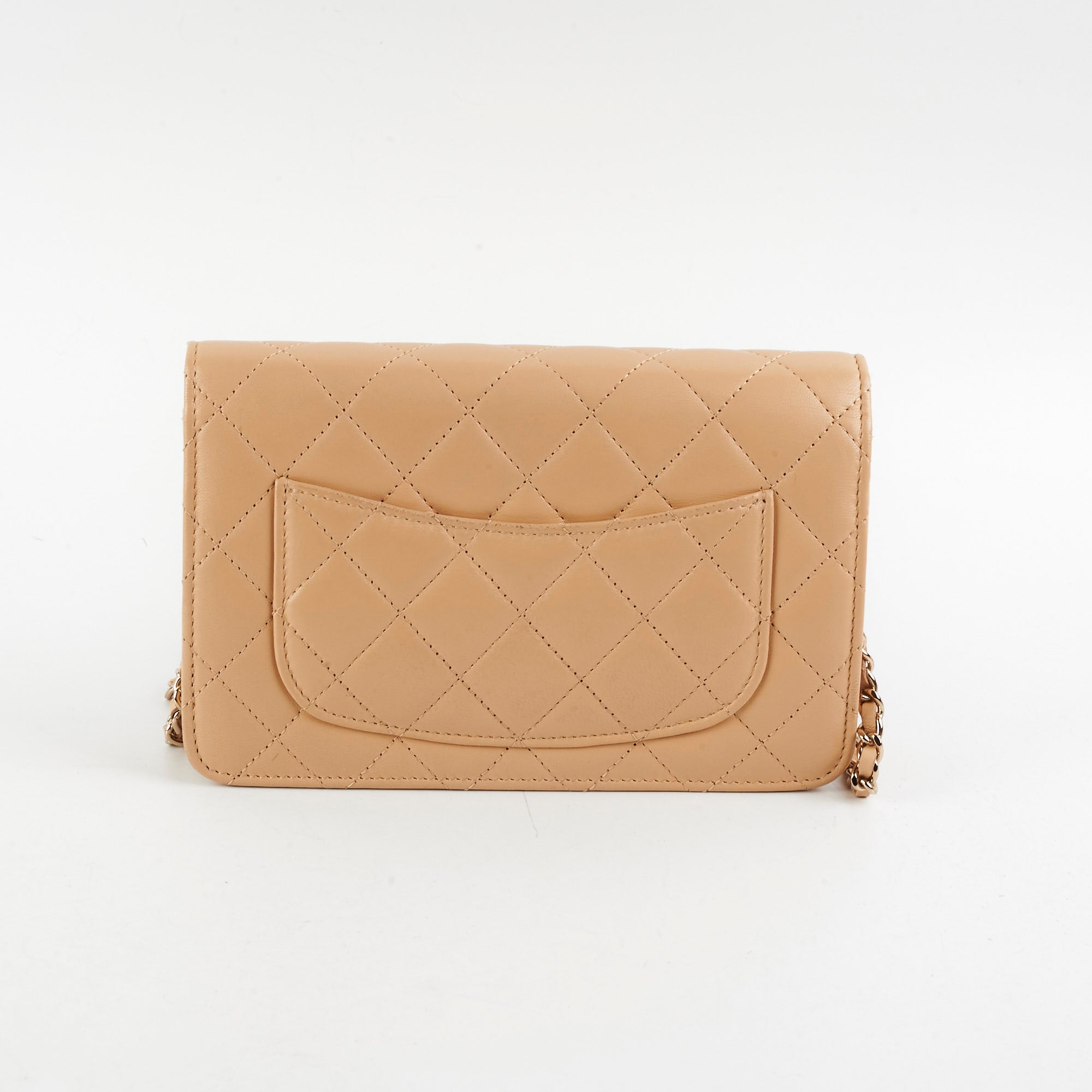 Authentic Chanel Lambskin Beige Wallet On Chain WOC Crossbody Bag - Luxury Designer Purse for Women, Perfect for Parties & Evening Events