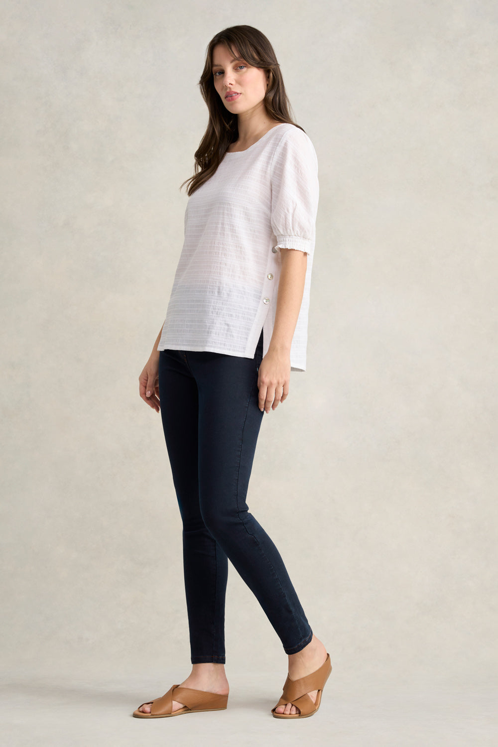 Soft Crinkle Cotton Top for Women - Breathable White Blouse for Casual Wear, Office & Summer Outfits