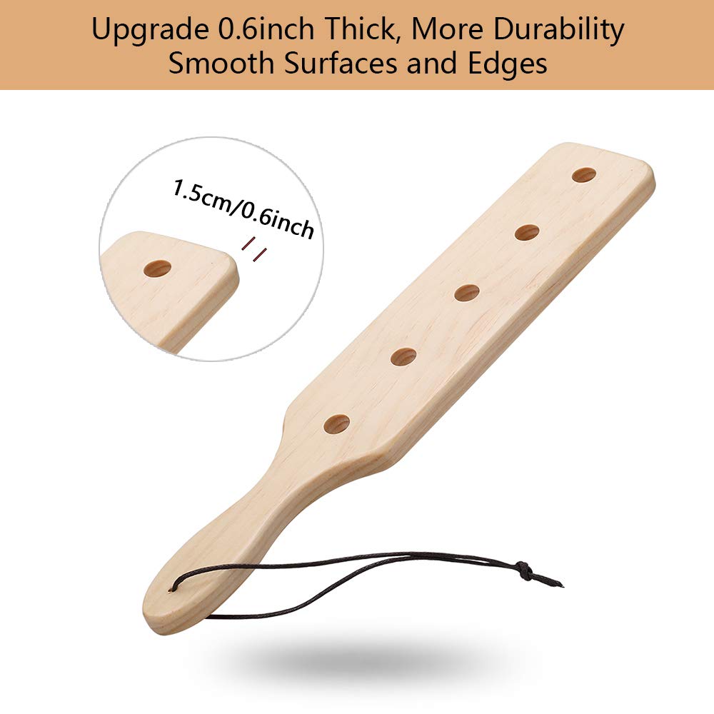 14 Inch Wooden Spanking Paddle for Adults - BDSM Sex Toy with 5 Holes - Perfect for Spanking, Role Play, and Sensation Play - Durable & Smooth Wooden Paddle for Couples & BDSM Enthusiasts