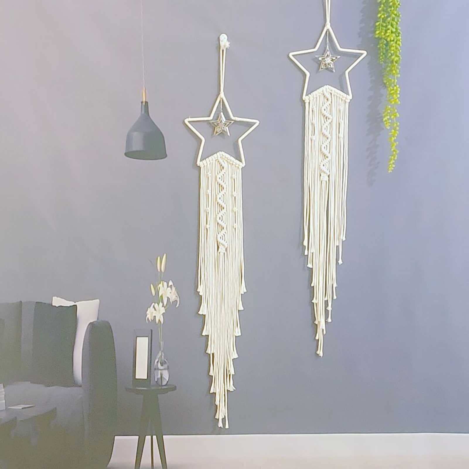Bohemian Woven Wall Hanging - Handmade Star Tapestry Wall Art Decor (2 Pack) - Perfect for Bedroom, Living Room & Nursery Boho Home Decor