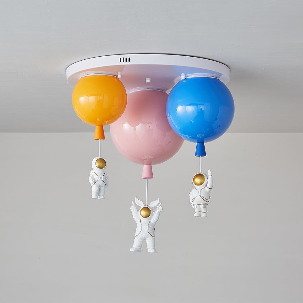 Astronaut Glossy Balloon Ceiling Lamp - Space Themed LED Night Light for Kids Room & Nursery Decor - Perfect for Bedroom, Playroom, and Birthday Party Decorations