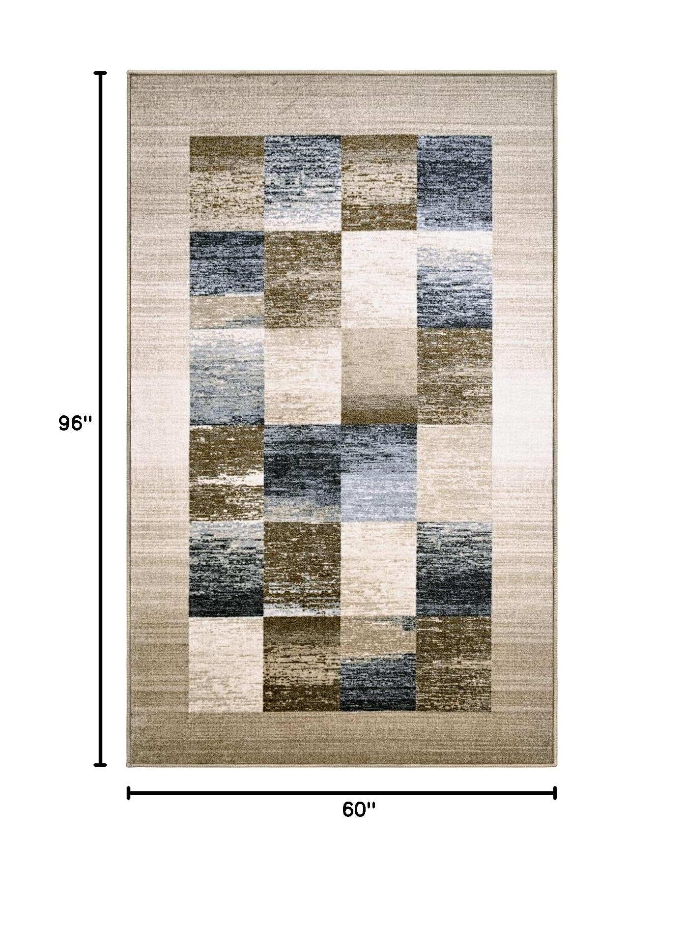 Premium Modern Geometric Indoor Area Rug – Washable, Non-Slip Foam Backing – Perfect for Living Room, Bedroom, Office, Kitchen & Dining – Lockwood Collection – 5' x 8' Cream – Adds Elegance to Any Home Decor