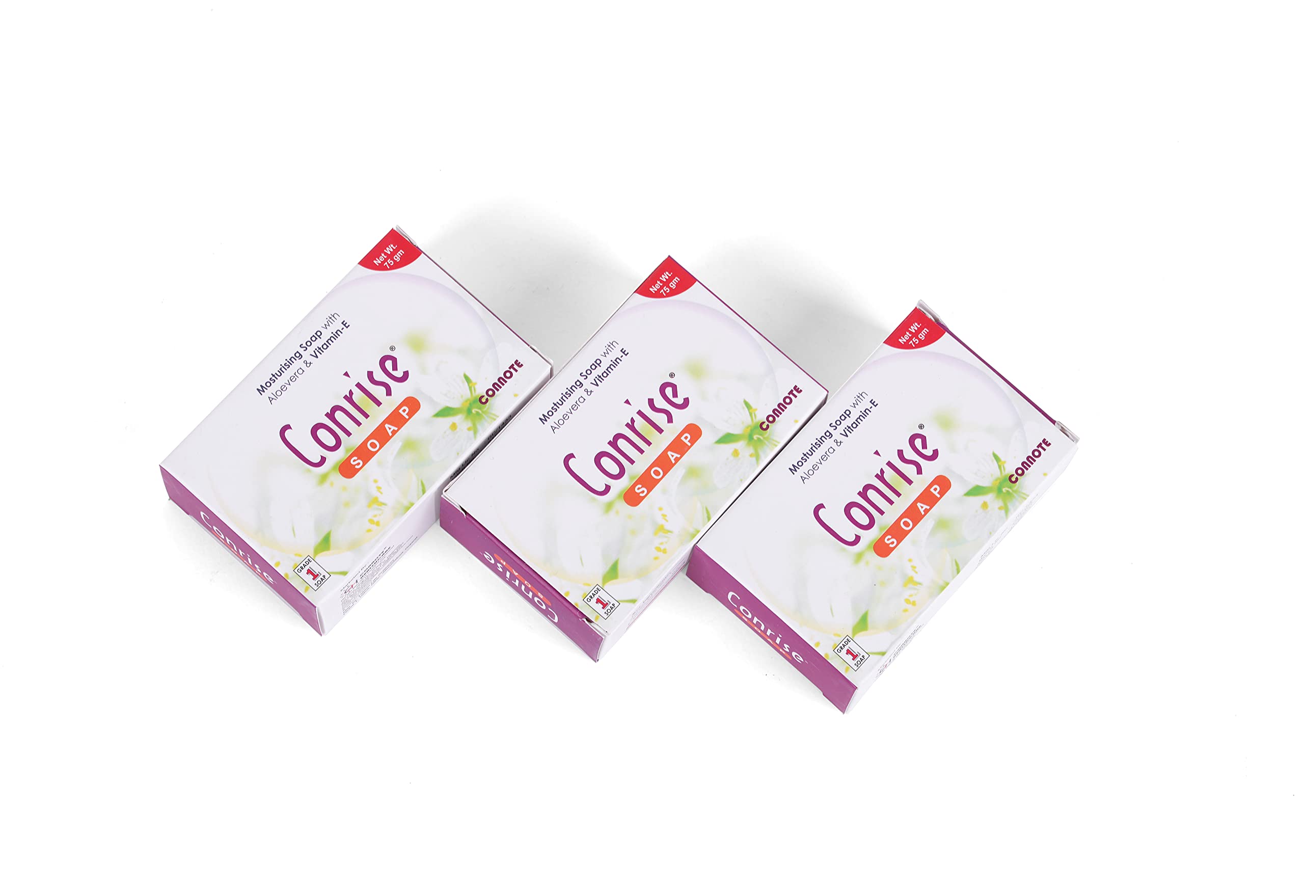 Conrise Original Moisturising Grade-1 Soap With Aloe Vera & Vitamin E - 75g (Pack of 3) - Gentle Cleansing for Dry & Sensitive Skin - Perfect for Daily Face & Body Care