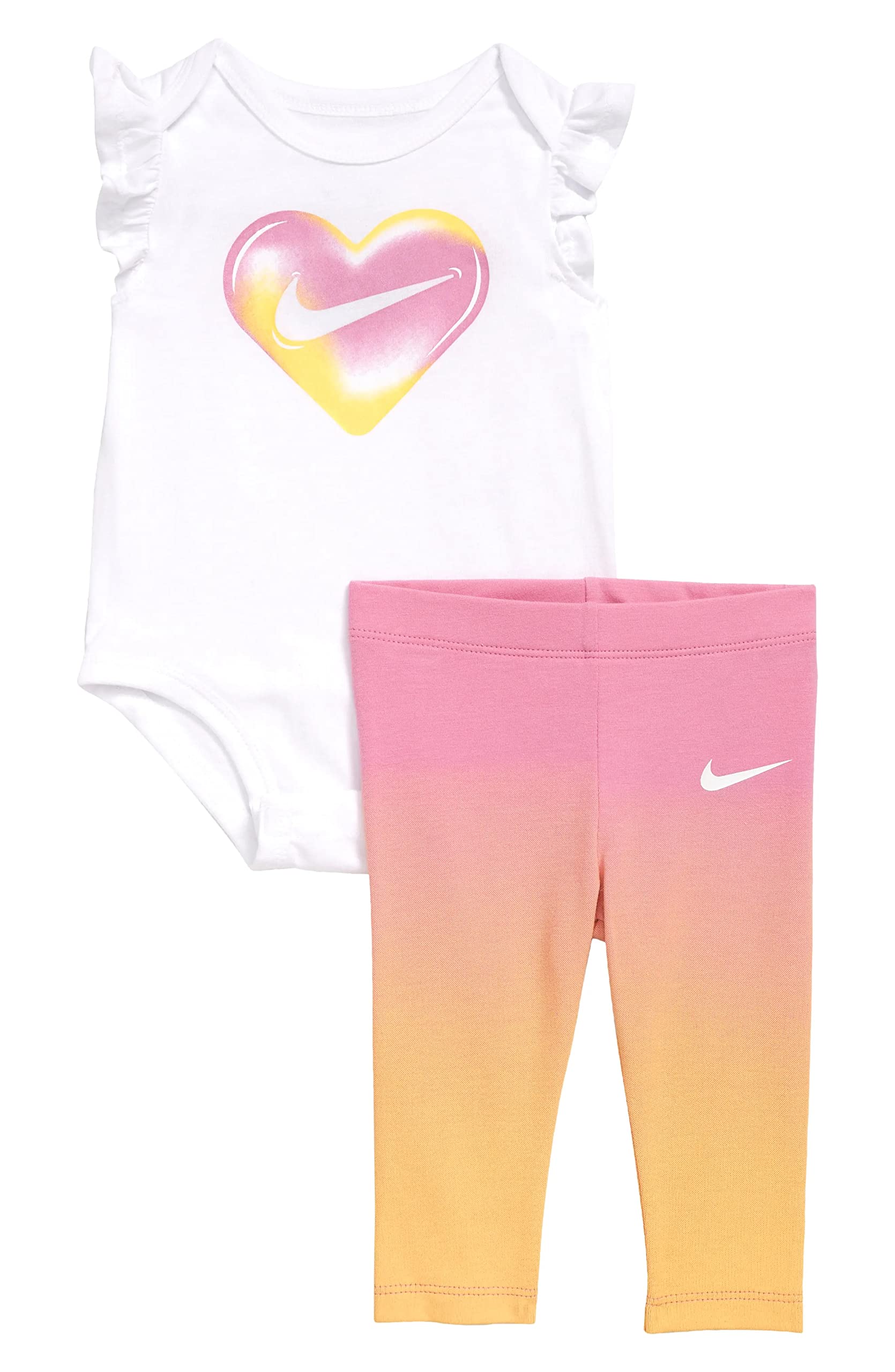 Nike Baby Girl 2-Piece Bodysuit and Pants Set - Soft Cotton Outfit for Newborns (3 Months, White/Pattern) - Perfect for Photos, Playdates & Special Occasions