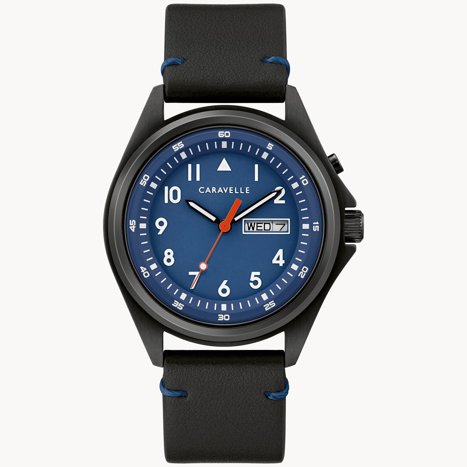 Bulova 45C118 Classic Caravelle Men's Watch - Black Leather Strap, Water Resistant, Quartz Movement | Perfect for Business, Formal Events & Everyday Wear