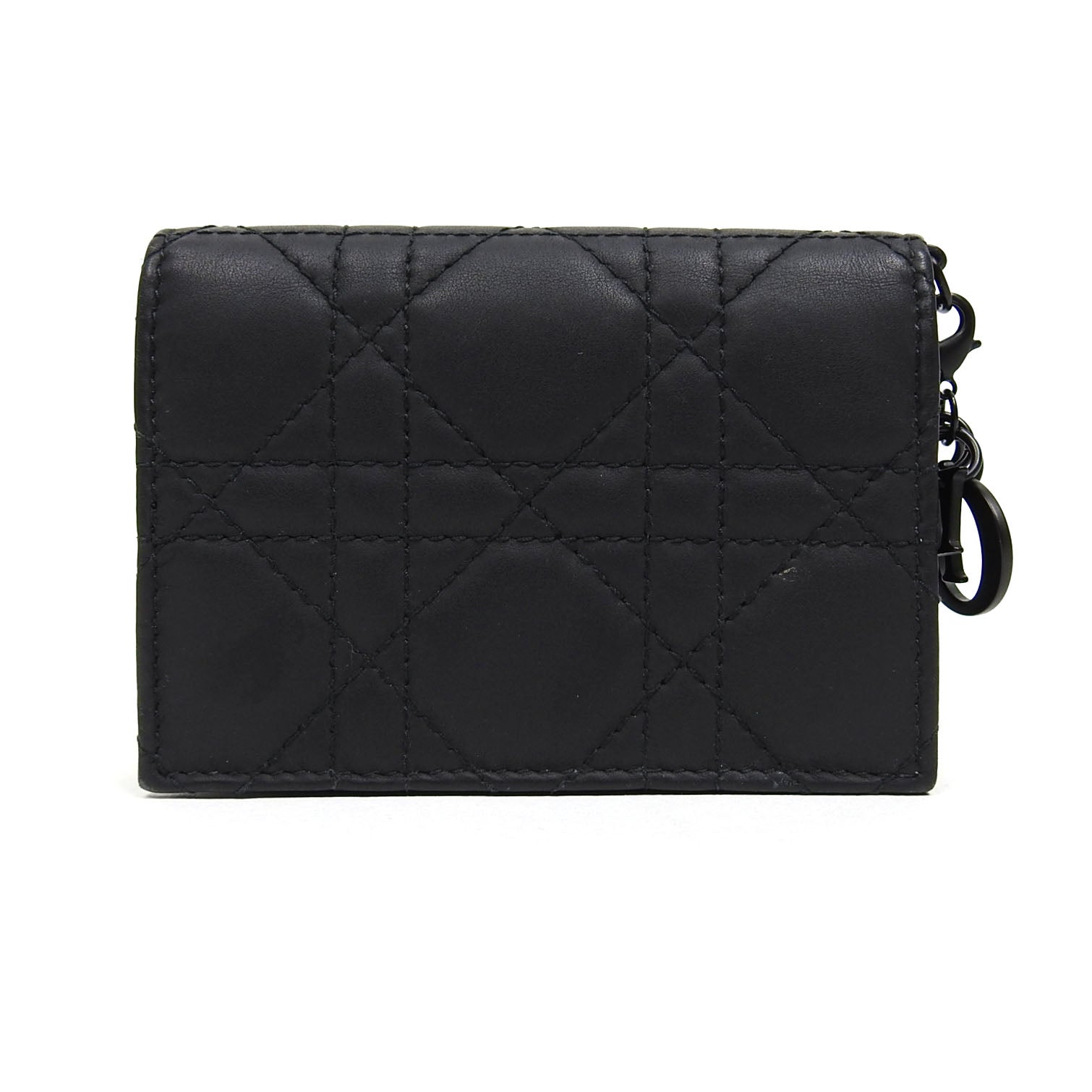 Christian Dior Black Mini Lady Dior Compact Wallet - Luxury Leather Card Holder for Women | Perfect for Everyday Use, Parties & Travel
