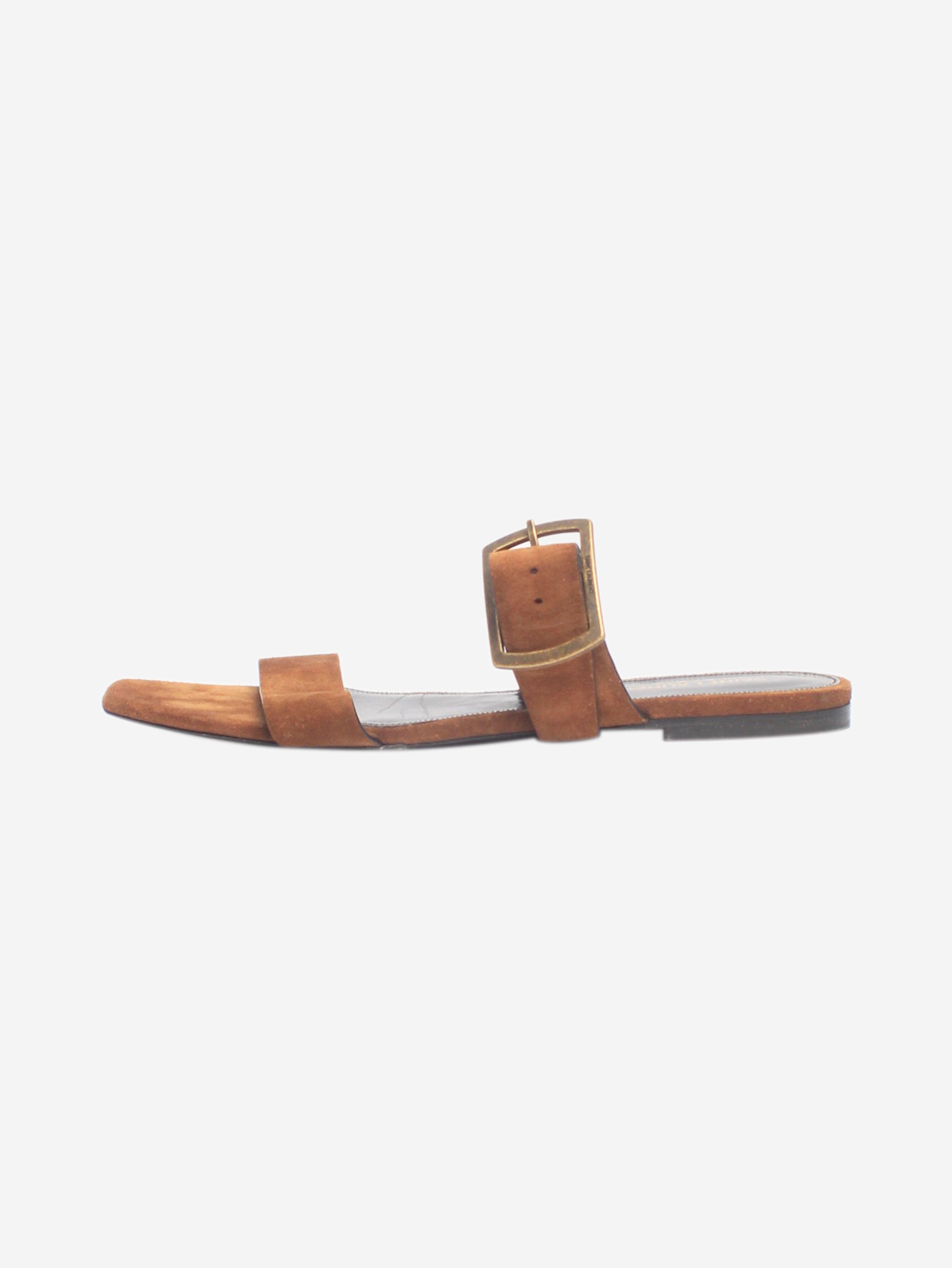 Brown Suede Flat Sandals Women's Size 39.5 EU | Comfortable Summer Casual Shoes for Beach, Vacation & Everyday Wear