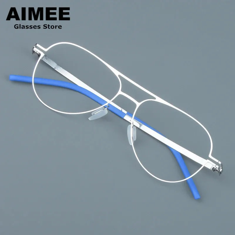 Aimee Unisex Full Rim Oval Double Bridge Steel Eyeglasses 14052 - Stylish & Durable Eyewear for Men & Women - Perfect for Work, Reading & Everyday Fashion