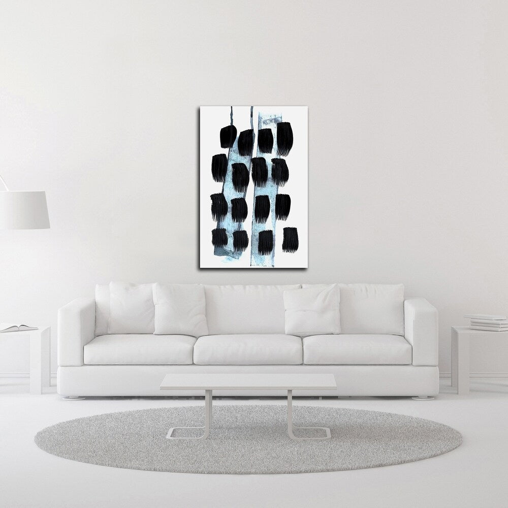 Black White Blue by Iris Lehnhardt - Premium Canvas Wall Art Print - Ready to Hang - Modern Abstract Painting for Living Room, Bedroom & Office Decor