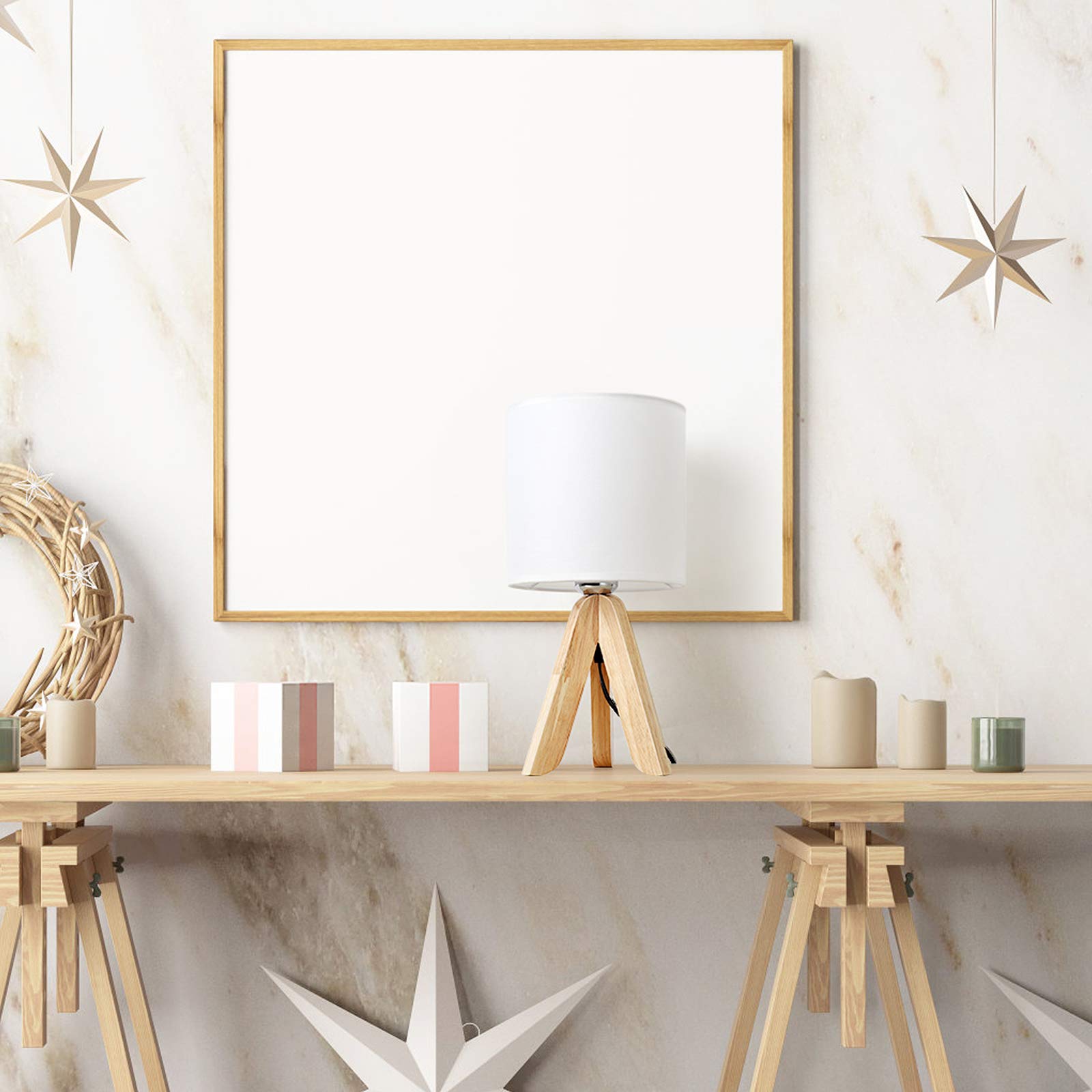 Small Cute Desk Lamp with Fabric Shade & Tripod Base - Nightstand Light for Kids Room, Office, Study, Bedroom, Dorm & Coffee Table - Perfect for Reading, Working & Decor (White)