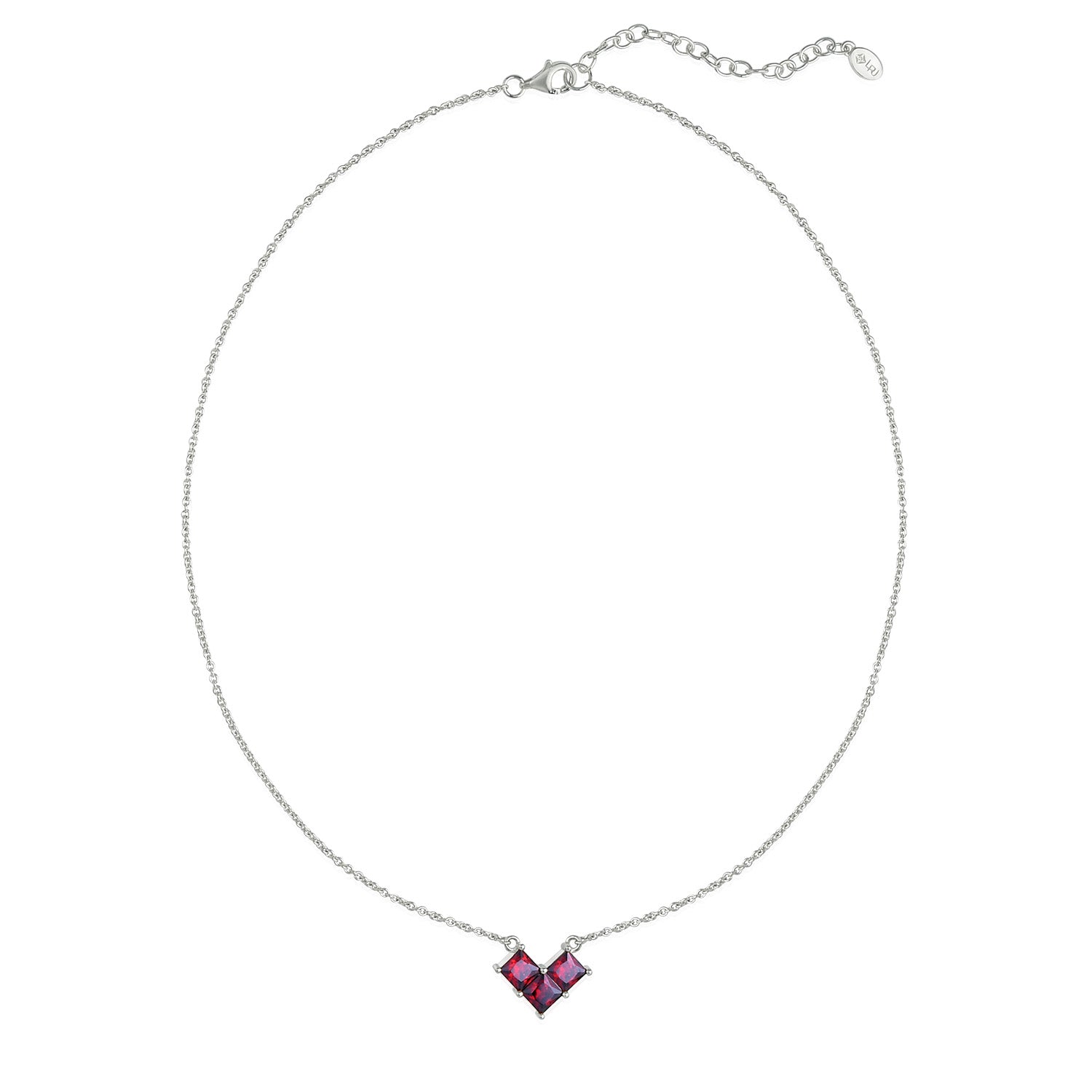 Gorgeous Red 3 Stone Bling Heart Necklace for Women - Perfect Valentine's Gift, Anniversary Jewelry & Romantic Date Night Accessory