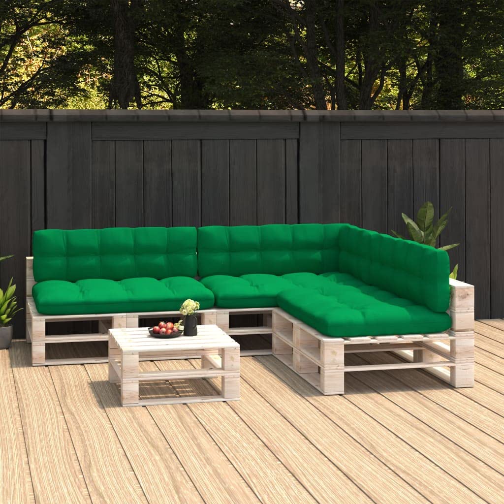7-Piece Pallet Sofa Cushion Set - Waterproof Outdoor Patio Cushions, Universal Floor Cushions for Furniture - 100% Polyester Fabric (Green) - Perfect for Garden, Deck, Poolside & Lounge Areas