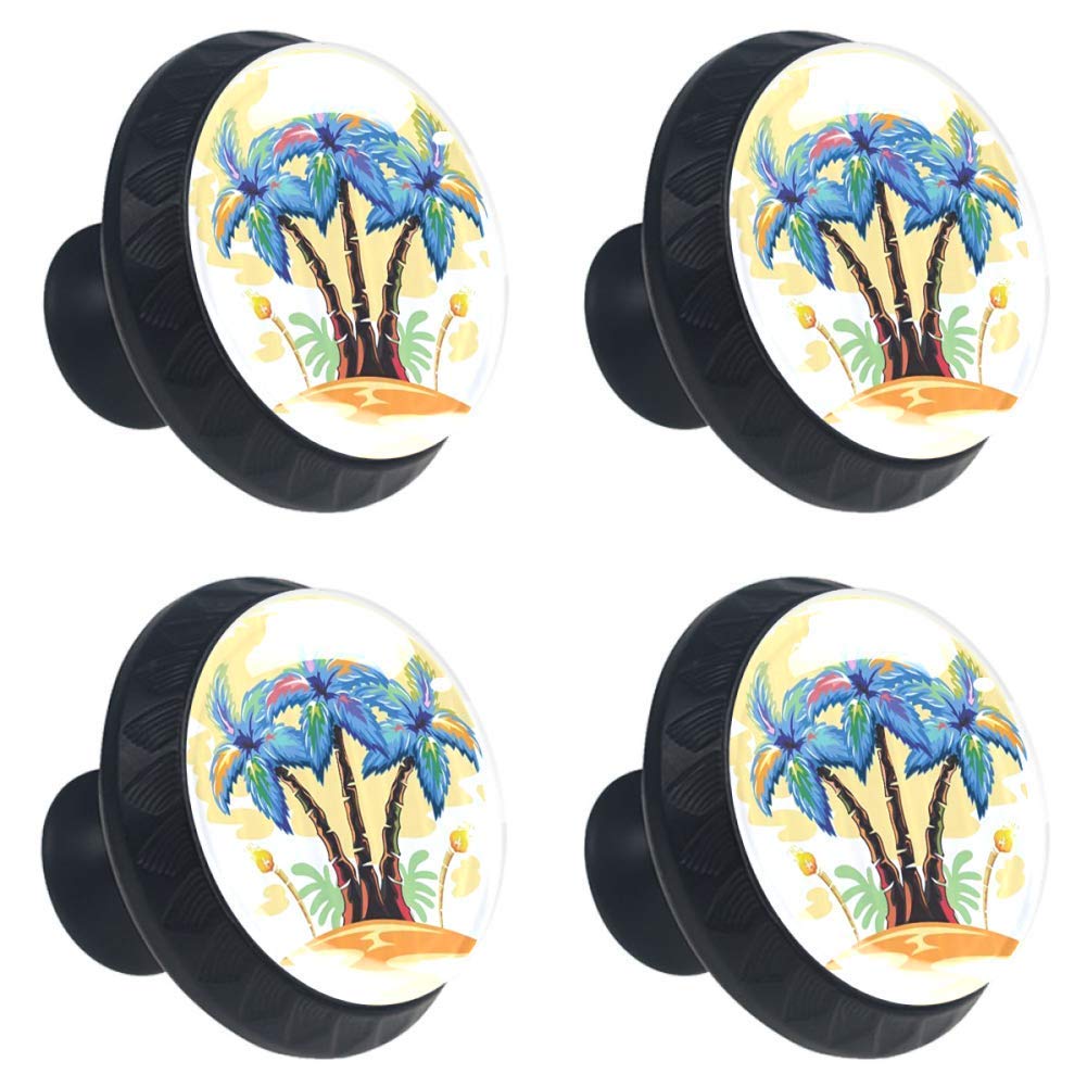 Colorful Tropical Island Cabinet Knobs - Hawaiian Palm Tree Drawer Pulls for Home & Office Decor