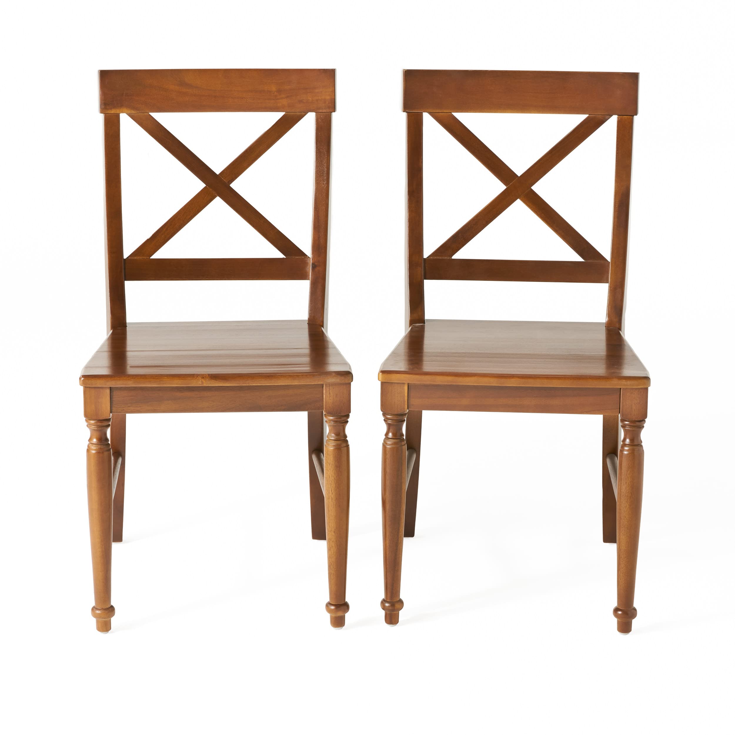 Christopher Knight Home Rovie Acacia Wood Dining Chairs, 2-Piece Set, Dark Oak - Sturdy Wooden Kitchen Chairs for Dining Room, Restaurant & Outdoor Patio