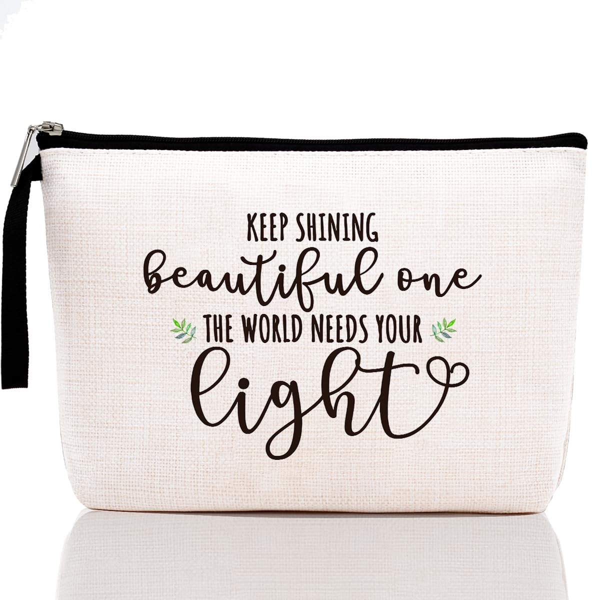 Hanamiya Na Inspirational Gifts for Women - Personalized Motivational Makeup Bag - Keep Shining Beautiful One The World Needs Your Light - Perfect Birthday, Christmas & Graduation Gifts for Her - Great for Travel, Work & Daily Makeup Storage