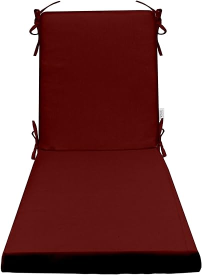 Sunbrella Canvas Red 2 Foam Chaise Lounge Chair Cushion - Waterproof Outdoor Patio Furniture Cushion for Poolside, Deck, and Garden Relaxation