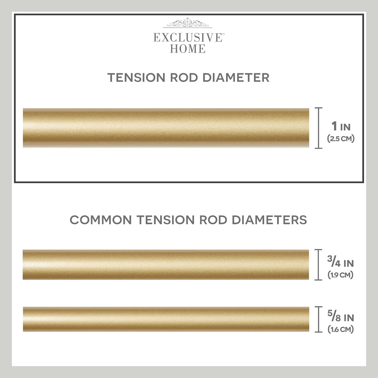Premium Gold Adjustable Tension Curtain Rod 24-40 Inches for Windows - Perfect for Living Room, Bedroom & Home Decor