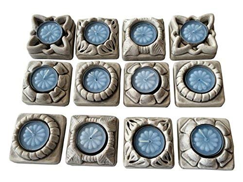 12-Pack Antique White Ceramic Tea Light Candle Holders - Decorative Small Candle Votive for Home Decor, Weddings, Parties & Relaxing Ambiance