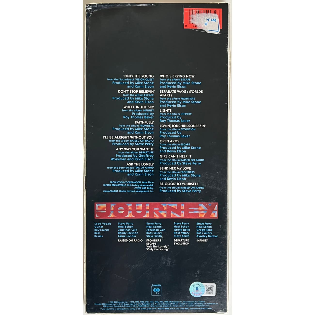 Journey Greatest Hits Promo CD Signed by Steve Perry with BAS COA - Rare Collectible Music Memorabilia for Fans & Vinyl Enthusiasts