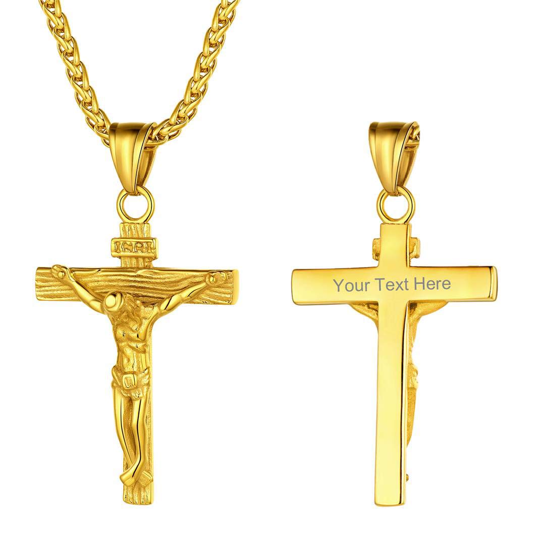 GOLDCHIC Sterling Silver Cross INRI Crucifix Pendant Necklace with Virgin Mary Miraculous Medal - Religious Christian Jewelry for Women & Men - Perfect for Baptism, First Communion, Confirmation & Daily Faith Wear