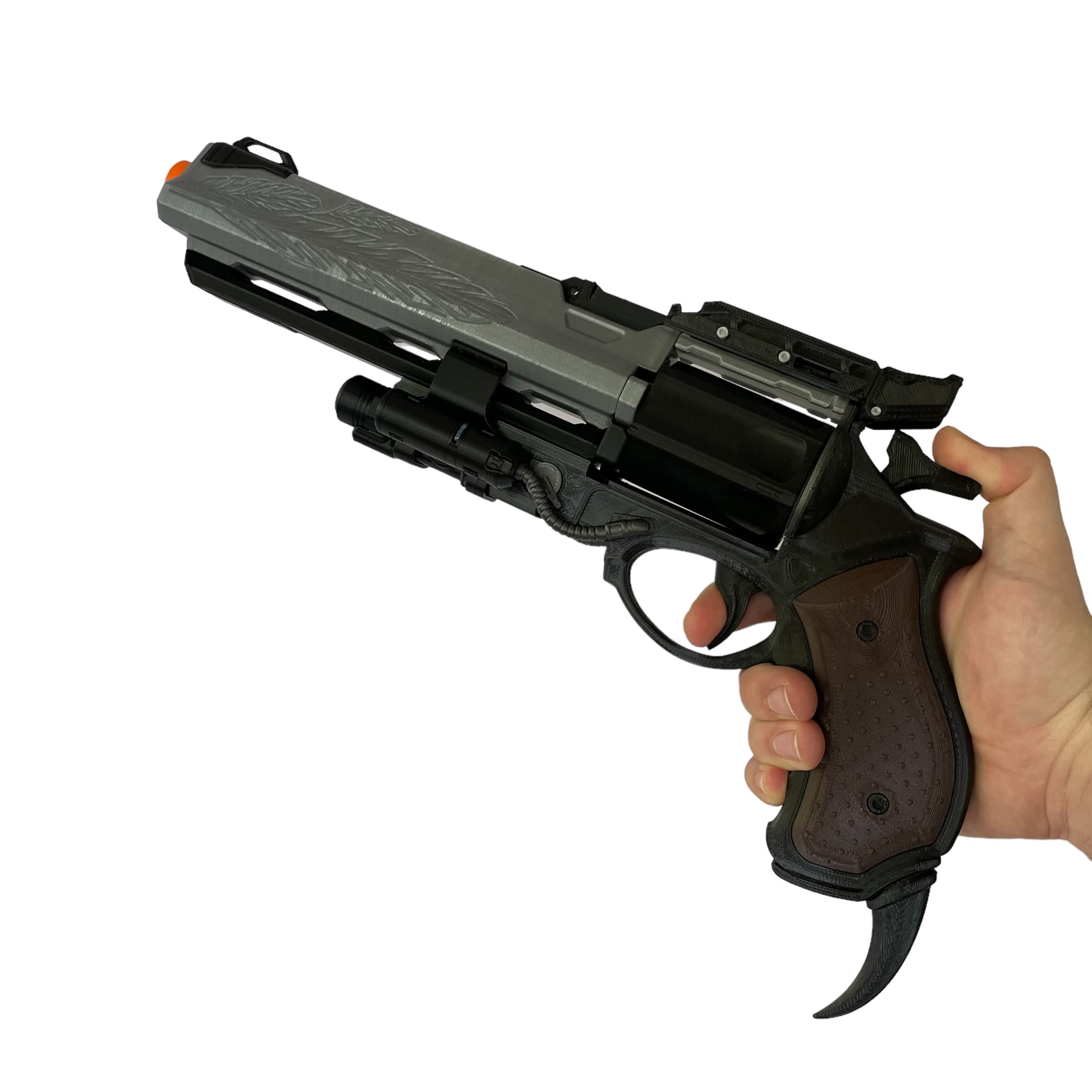 Hawkmoon Hand Cannon Replica - Assembled with Display Stand | Collectible Prop for Cosplay, Gaming Enthusiasts & Home Decor