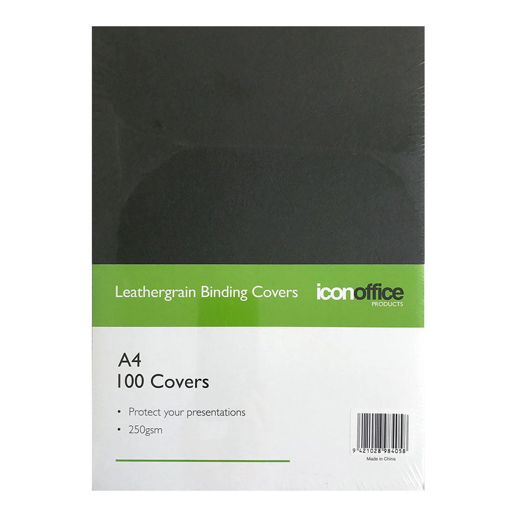 Premium A4 Black Leathergrain Binding Covers - 250gsm Heavy Duty (Pack of 100) for Professional Reports, Presentations, and Document Protection